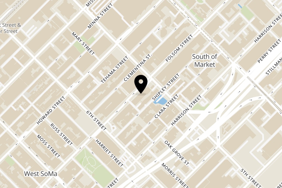 Map showing the location of The Roll on 921 Folsom St in San Francisco